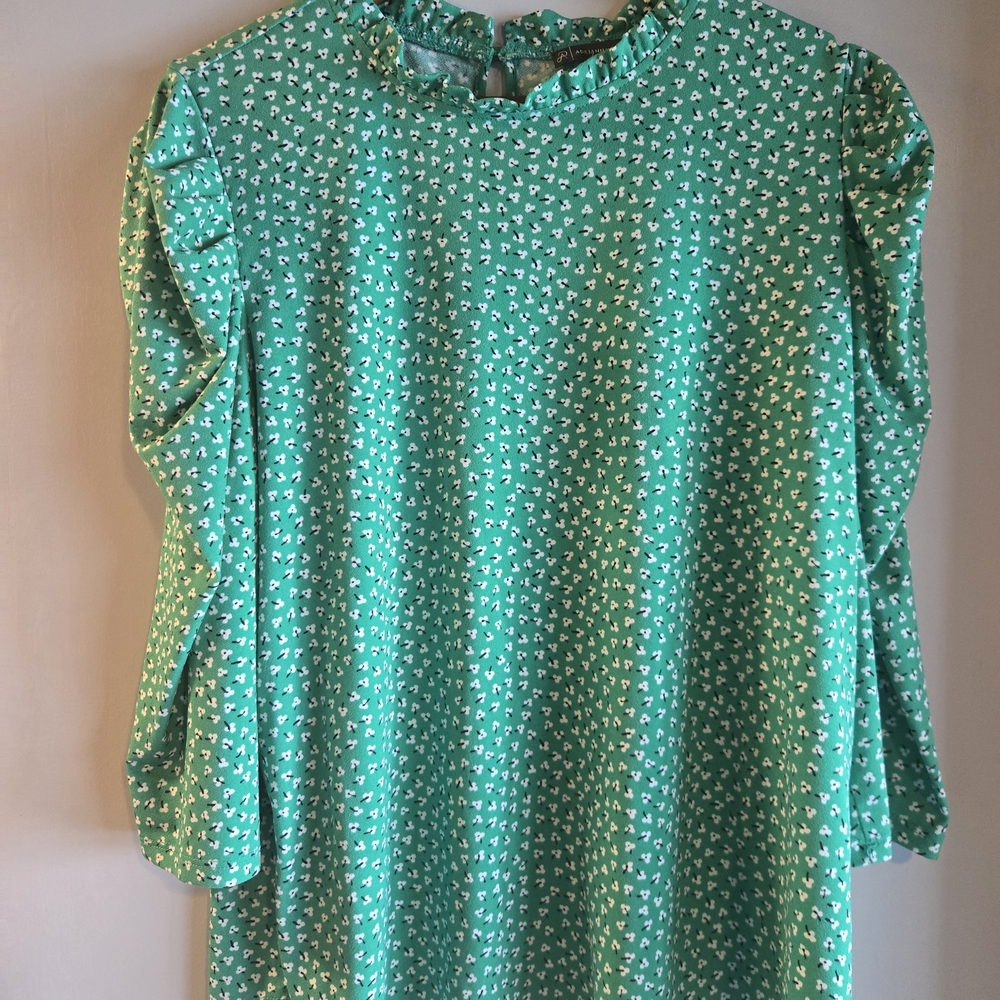 Adrianna Papell Green Patterned Blouse sz XL